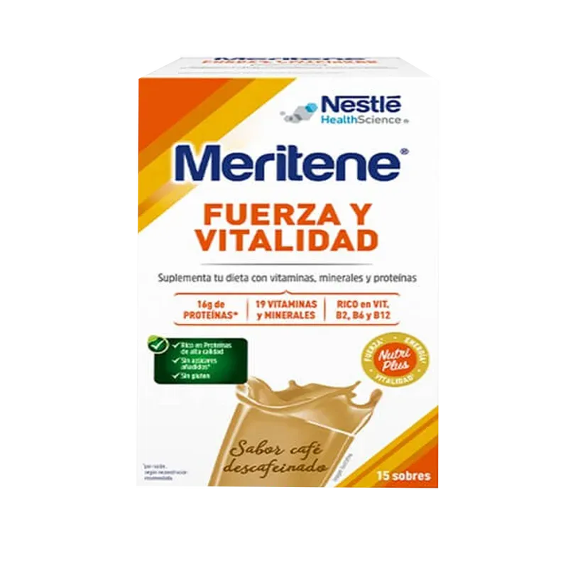 MERITENE FUERZA Y VITALIDAD BATIDO 15 SOBRES 30 g SABOR CHOCOLATE