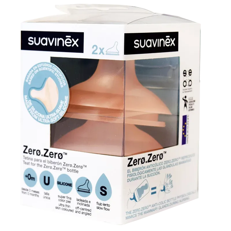 Suavinex® tetina látex boca ancha flujo lento T-1 2uds