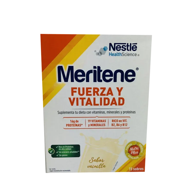 MERITENE FUERZA Y VITALIDAD BATIDO 15 SOBRES 30 g SABOR CHOCOLATE