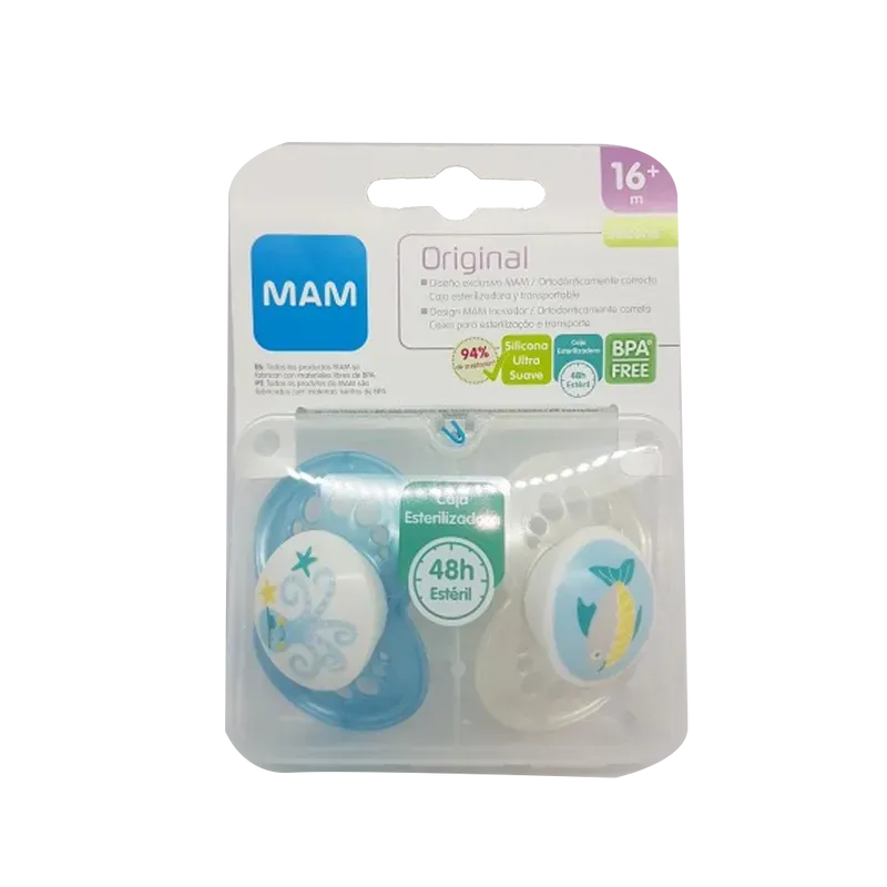 MAM Comfort - Chupete para bebé, 100% silicona ligera, estuche  esterilizador, unisex, 0-3 meses (paquete de 2)